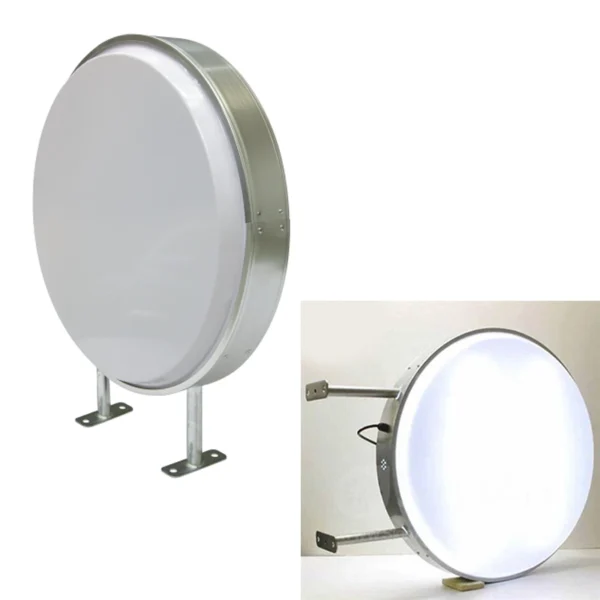 Caja de luz circular para exterior lista para rotular