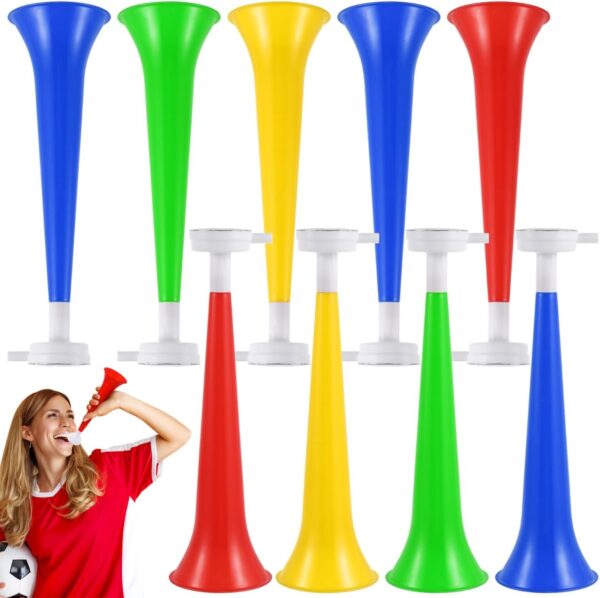 Cuerno plástico 27x8 cms con boquilla lateral tipo vuvuzela