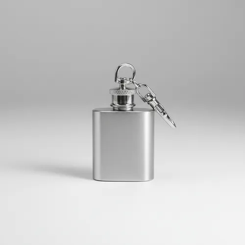 Llavero mini petaca 30ml en acero inoxidable plateado