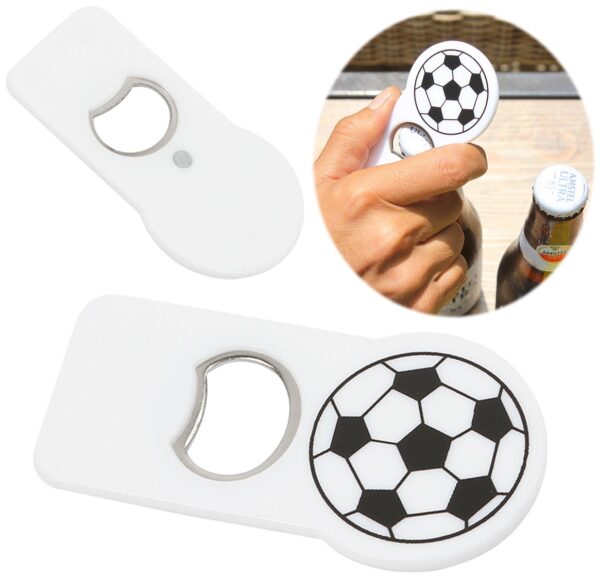 Destapador plástico pelota Futball 5x9.8cms.