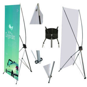 Estructura banner x metal para interior