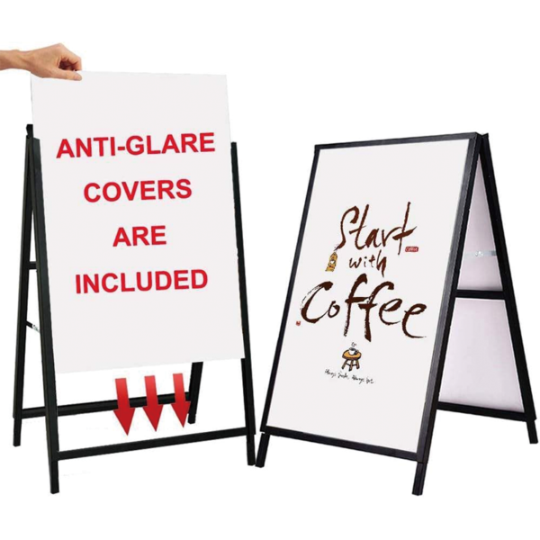 Estructura de metal negro para caballete publicitario exteior a 2 vistas 60x85cms