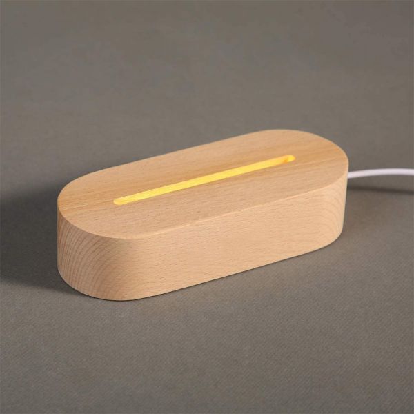 Base ovalada led en mdf para soporte de acrílico iluminación blanco cálido + cable USB