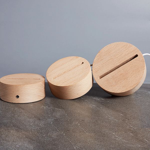 Base circular led de MDF para soporte de acrílico + cable USB