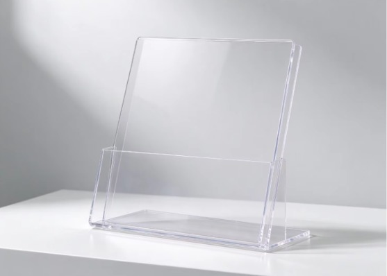 Exhibidor de volantes en acrílico transparente tipo T 7x8plg.