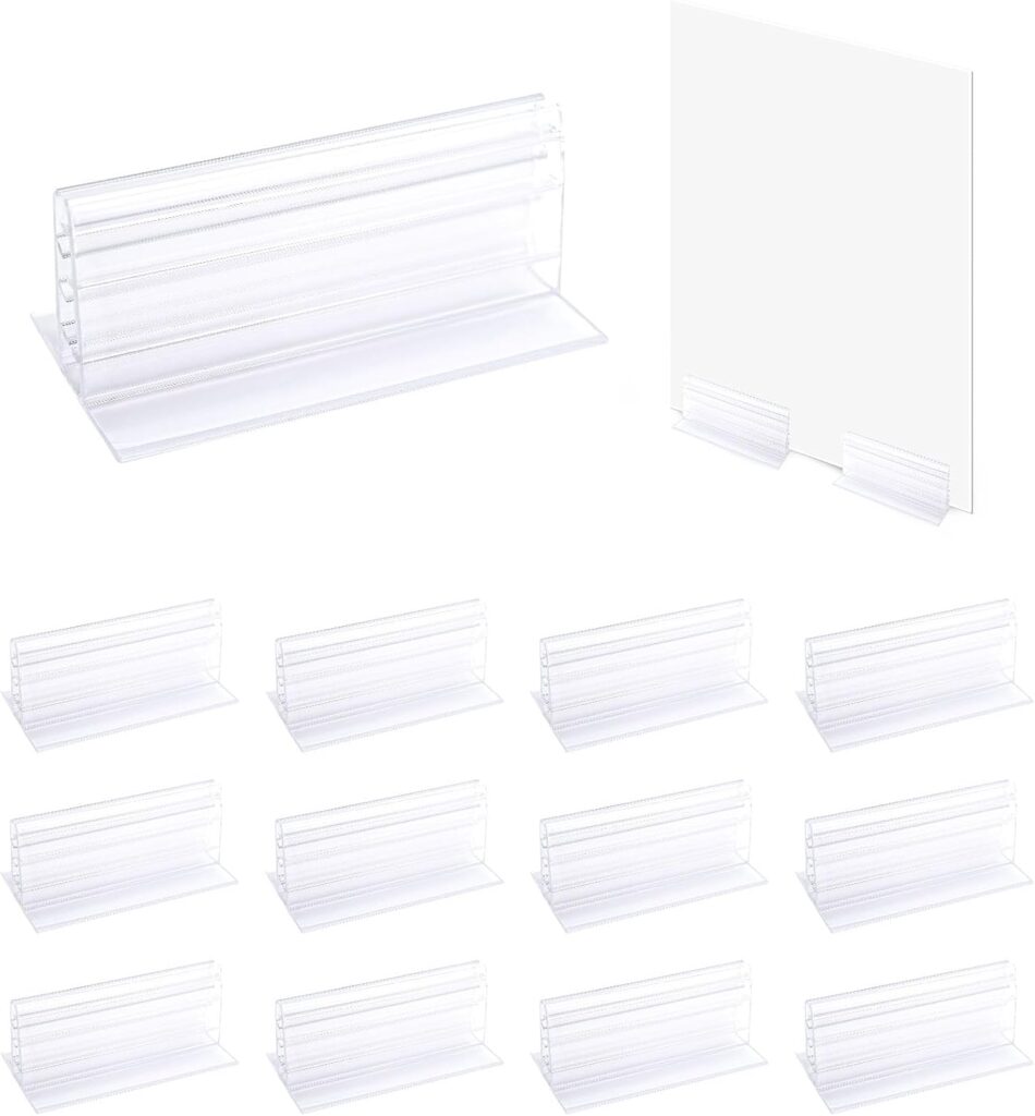 Soporte de letreros con anclaje adhesivo transparente