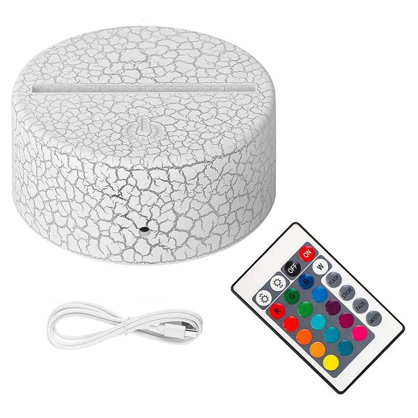 Base LED circular blanco efecto agrietado para acrílico con 16 colores, incluye cable y Control remoto