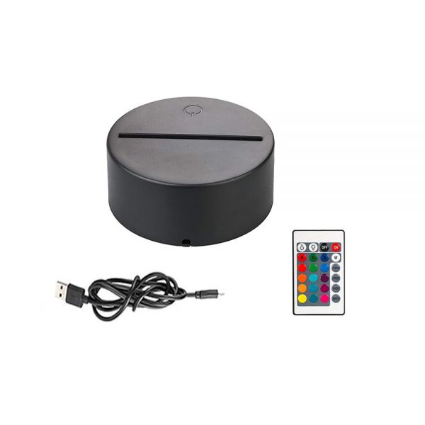 Base para lámpara Porta acrílico con interruptor táctil, (3D) cable USB /control remoto (16 colores)