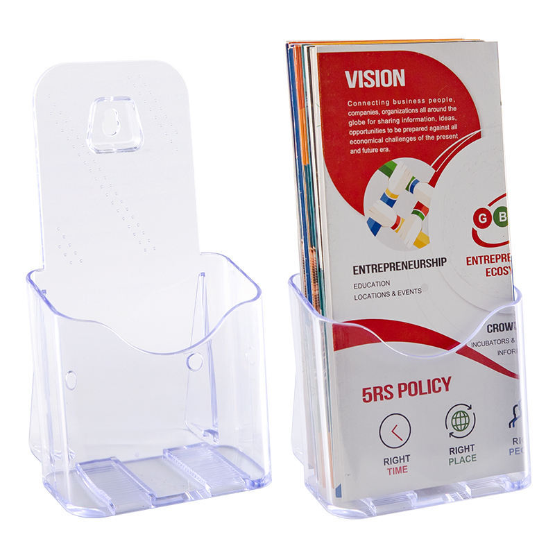 Porta trifoliares en acrílico transparente para mesa y pared