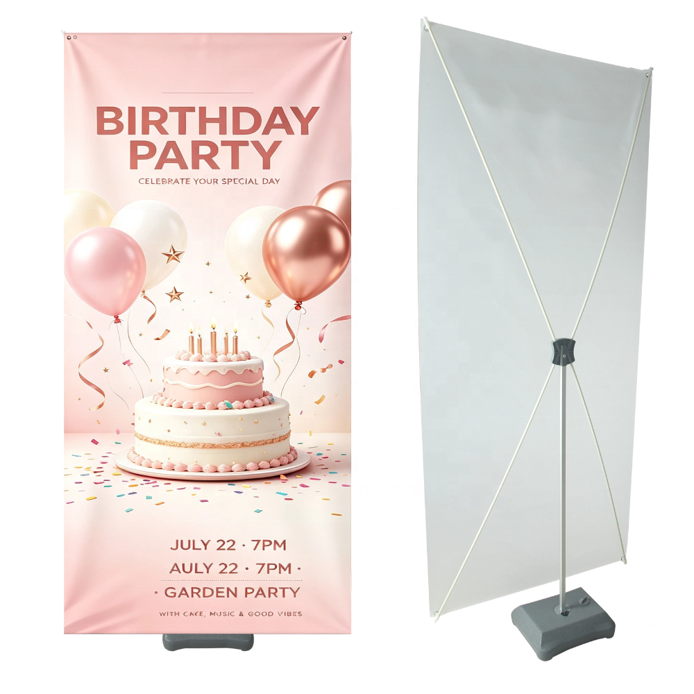 Banner x para exterior con base para agua (60x160 / 80x180 cms)
